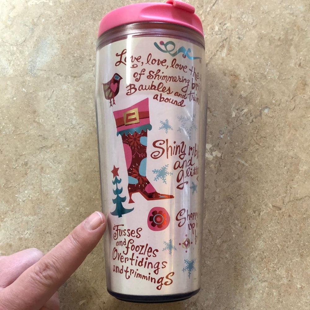 2006 Starbucks Pink Christmas Coffee Cup Tumbler